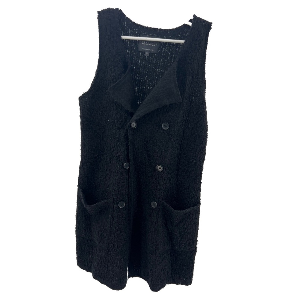 Sanctuary black long line sweater vest wool blend L fall casual workwear winter